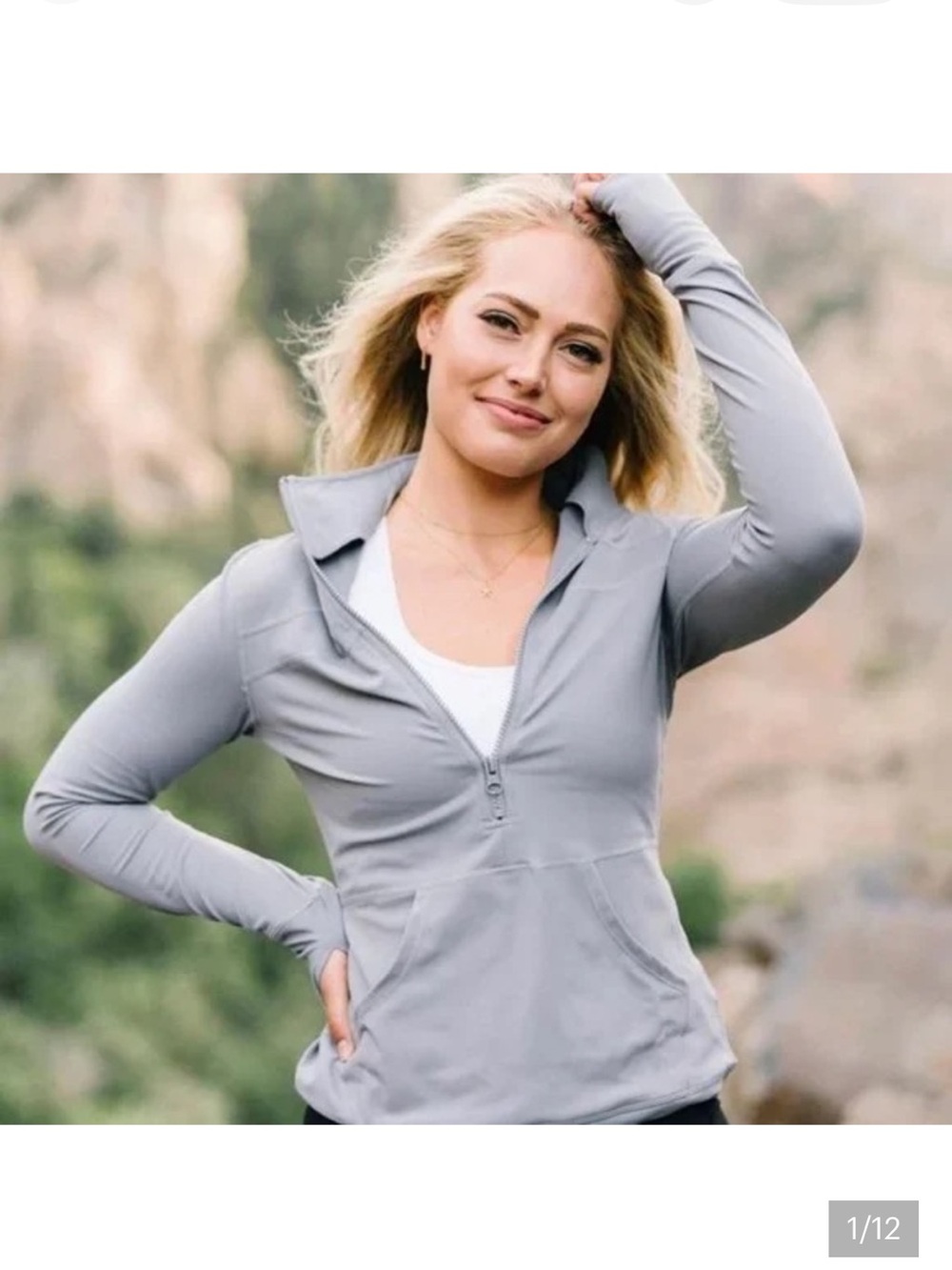 ZYIA Light Gray Half-Zip Pull over Gray XL